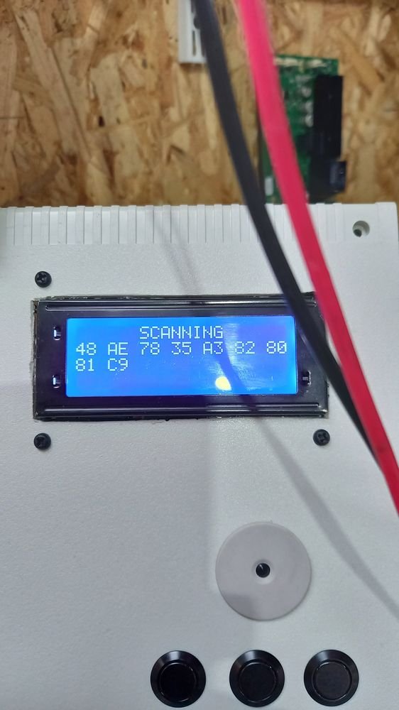 Custom-built RF remote scanner displaying captured codes